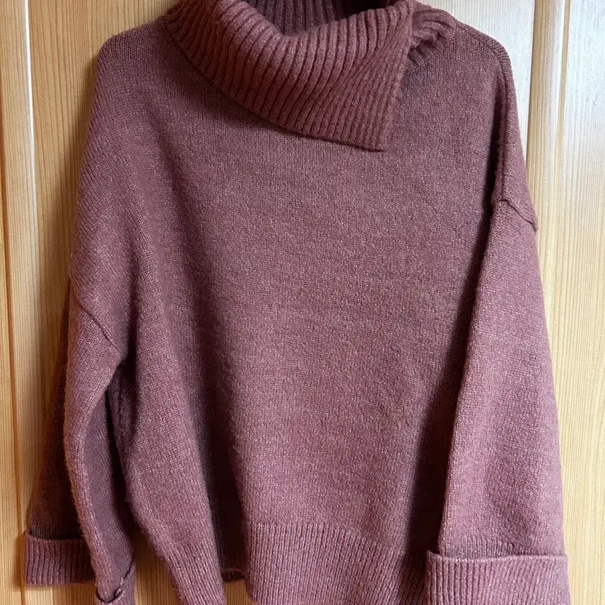[BUNJANG] Pink Ribbed Turtleneck Knit Sweater / 골지 터틀넥 니트 핑크