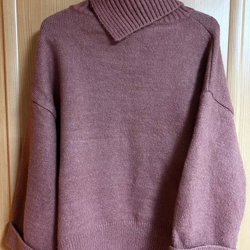 [BUNJANG] Pink Ribbed Turtleneck Knit Sweater / 골지 터틀넥 니트 핑크