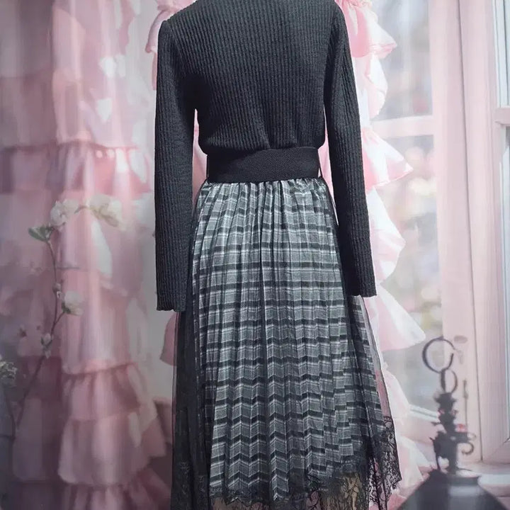 [BUNJANG] Axispharm Chiffon Layered Two-Layer Skirt Dress / 엑시즈팜 쉬폰 레이어드 2중치마 원피스 (벨트 포함)