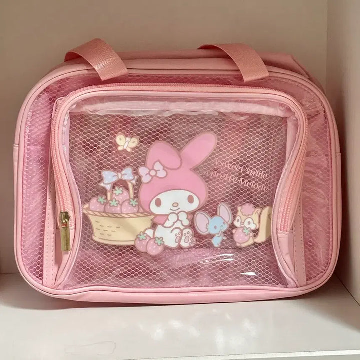[BUNJANG] My Melody Pink PVC Transparent Tote Bag / 마이멜로디 핑크 PVC 투명 토트백 가방