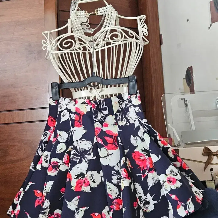 [BUNJANG] Egoist Flower Pattern Pleated Skirt / 에고이스트 플라워 패턴 플리츠 스커트