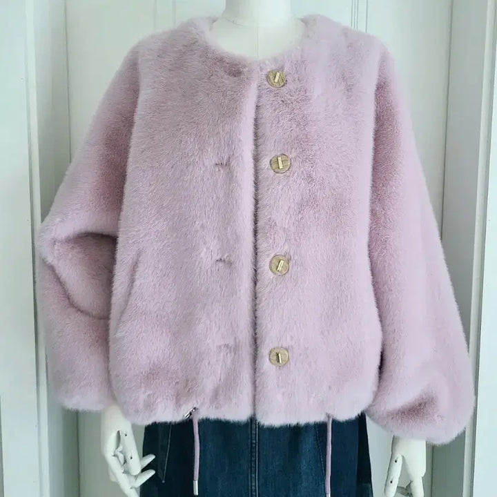 [BUNJANG] Mink Eco-Fur Round Jacket / 밍크 에코퍼 가오리핏 라운드 자켓
