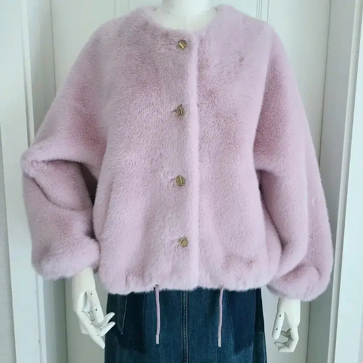 [BUNJANG] Mink Eco-Fur Round Jacket / 밍크 에코퍼 가오리핏 라운드 자켓