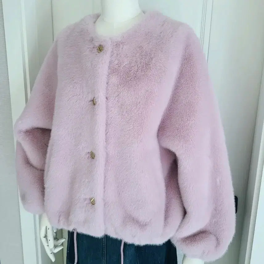 [BUNJANG] Mink Eco-Fur Round Jacket / 밍크 에코퍼 가오리핏 라운드 자켓