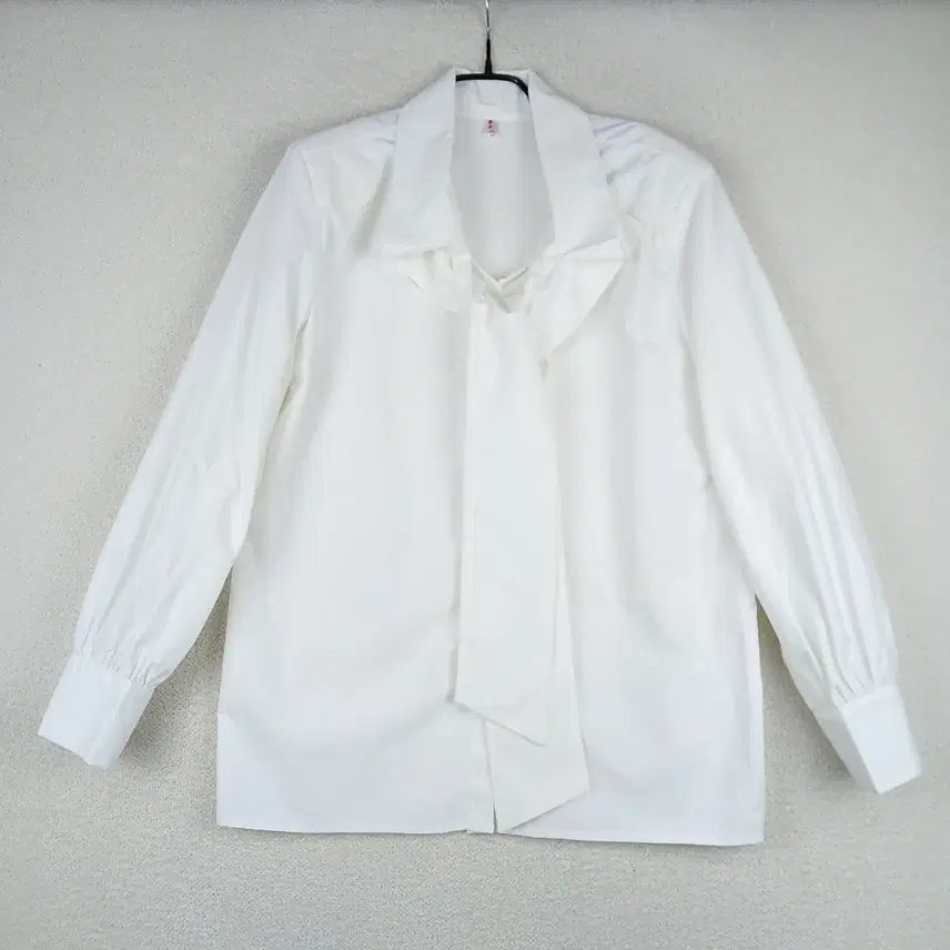[BUNJANG] White Ribbon Blouse (Size 66-77) / 여성 화이트 리본 셔츠 블라우스(66~77)