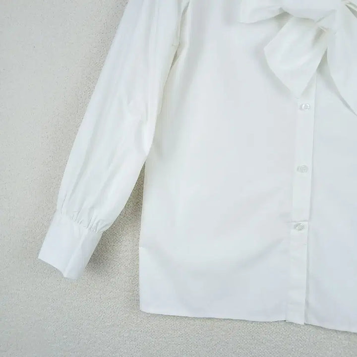 [BUNJANG] White Ribbon Blouse (Size 66-77) / 여성 화이트 리본 셔츠 블라우스(66~77)