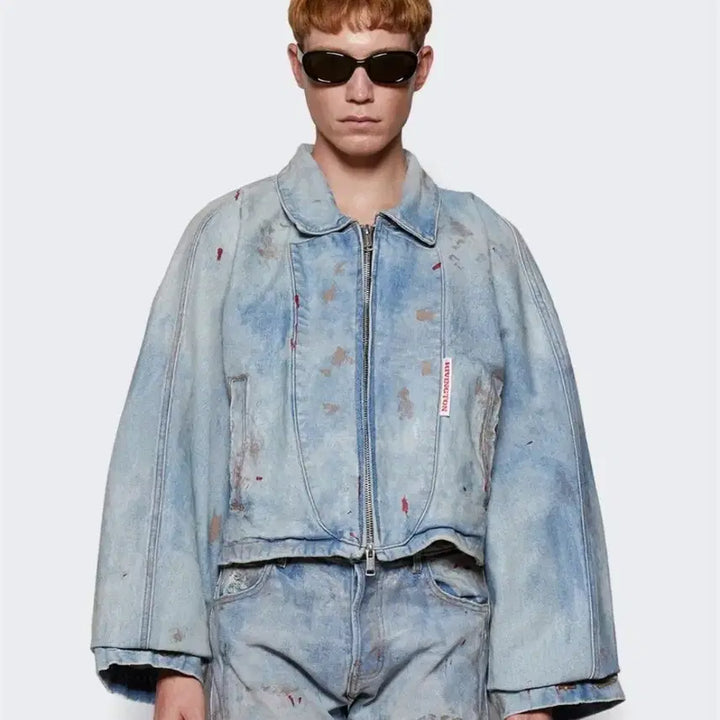 [BUNJANG] Rivington RRR123 Blue Rose Trucker Jacket / 신세계 정품 리빙턴 RRR123 블루로즈 트러커 자켓(100)