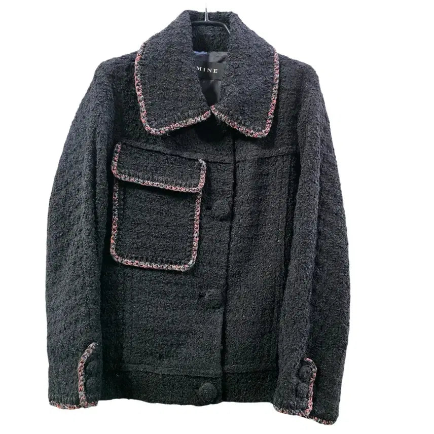 [BUNJANG] MINE Black Tweed Boucle Jacket / 한섬 MINE 마인 블랙 트위드 부클레 자켓