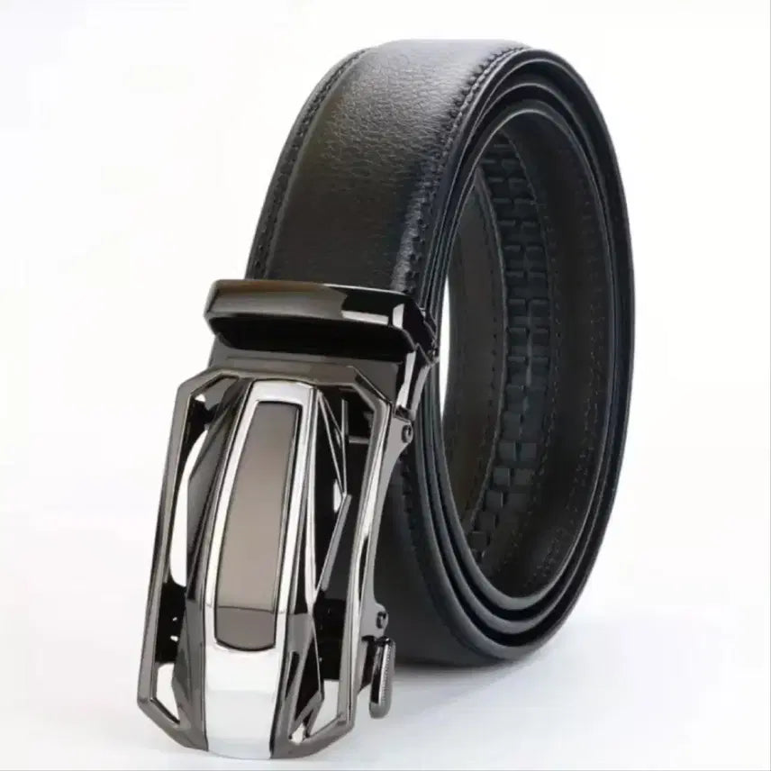 [BUNJANG] Automatic Buckle Leather Belt (Black) / 새제품 남성용 자동 버클 가죽 (블랙)