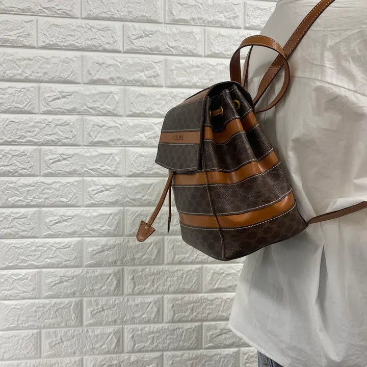 [BUNJANG] CELINE Macadam Mini Backpack / CELINE / 빈티지 셀린느 브라운 마카담 블라종 미니 백팩