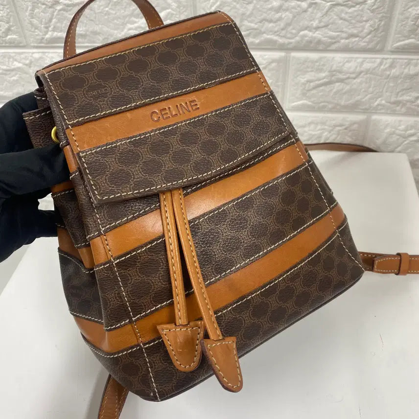 [BUNJANG] CELINE Macadam Mini Backpack / CELINE / 빈티지 셀린느 브라운 마카담 블라종 미니 백팩