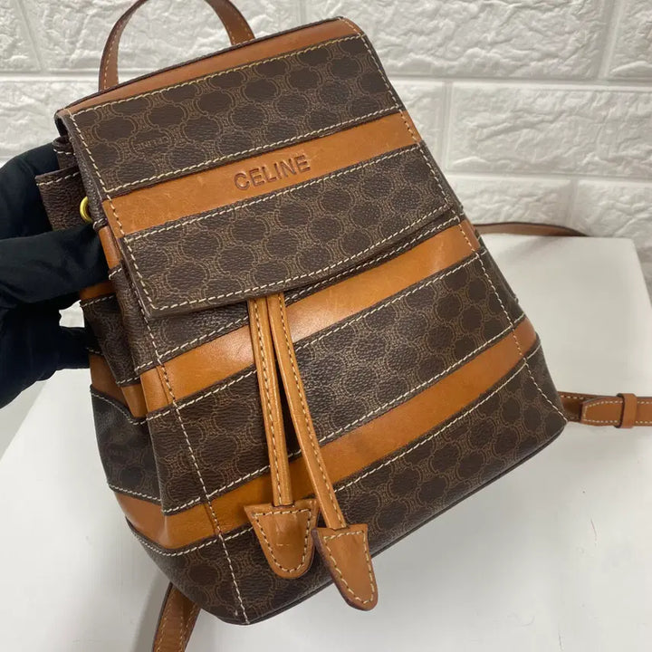 [BUNJANG] CELINE Macadam Mini Backpack / CELINE / 빈티지 셀린느 브라운 마카담 블라종 미니 백팩