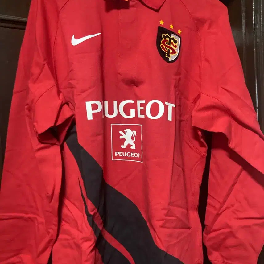 [BUNJANG] Nike Peugeot Rugby T-Shirt Red / 나이키 레드 푸조 럭비 티셔츠