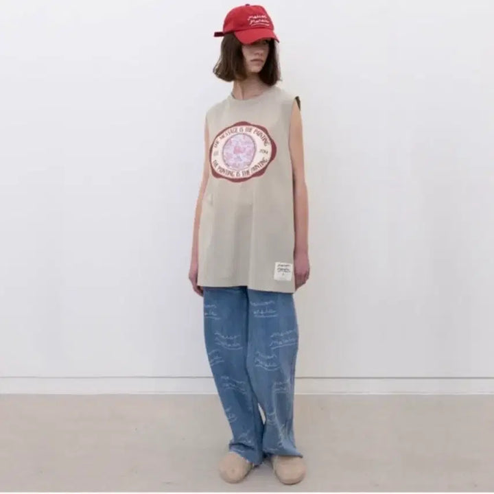 [BUNJANG] Maison Marithe x Saki Lettering Wide Denim / 메종마레x사키 레터링 와이드 데님