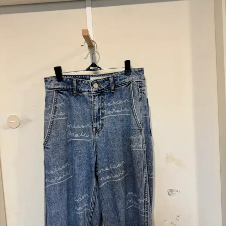 [BUNJANG] Maison Marithe x Saki Lettering Wide Denim / 메종마레x사키 레터링 와이드 데님