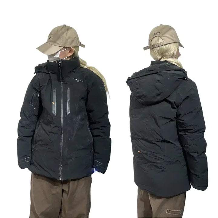[BUNJANG] Mizuno Black Hooded Padded Jacket L / 미즈노 블랙 후드 패딩 자켓 L
