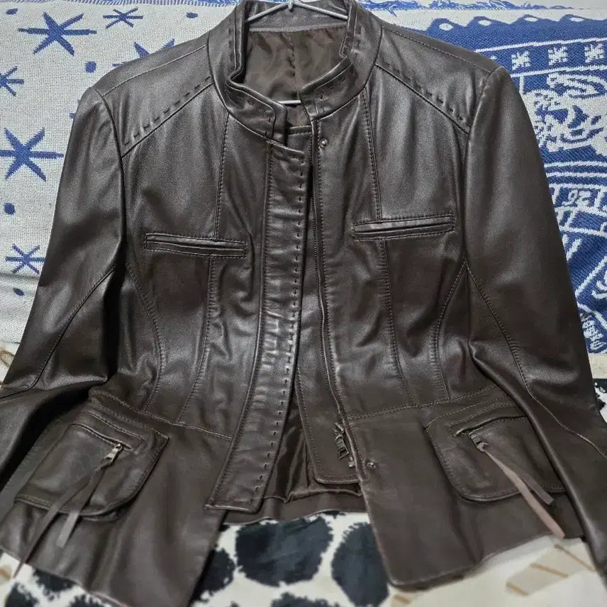 [BUNJANG] Brown Leather Jacket - Women's / 브라운 레더 자켓 여성