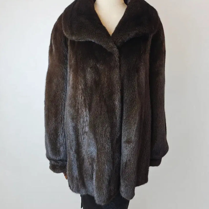 [BUNJANG] ROSEE Blackglama Stand Collar Half Mink Coat / 역시즌초특가 ROSEE로제 블랙그라마 스탠카라 하프밍크