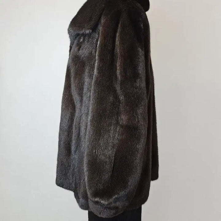 [BUNJANG] ROSEE Blackglama Stand Collar Half Mink Coat / 역시즌초특가 ROSEE로제 블랙그라마 스탠카라 하프밍크