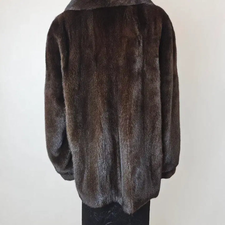 [BUNJANG] ROSEE Blackglama Stand Collar Half Mink Coat / 역시즌초특가 ROSEE로제 블랙그라마 스탠카라 하프밍크