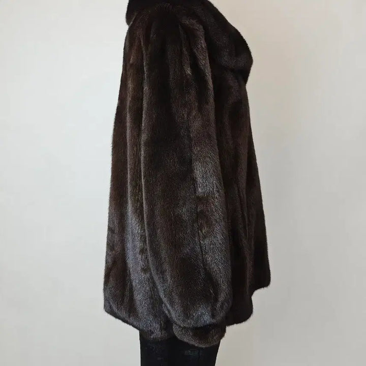 [BUNJANG] ROSEE Blackglama Stand Collar Half Mink Coat / 역시즌초특가 ROSEE로제 블랙그라마 스탠카라 하프밍크