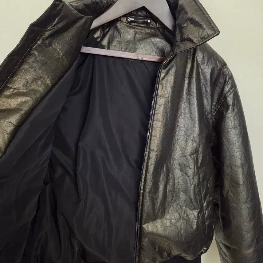 [BUNJANG] ZARA Eco Leather High Neck Blouson Jacket / 자라 에코 레더스타일 블루종