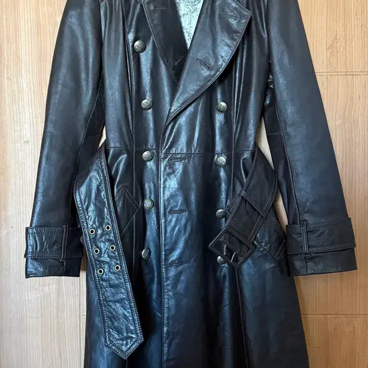 [BUNJANG] Japanese Vintage Leather Long Jacket / 재패니즈 빈티지 레더 롱자켓