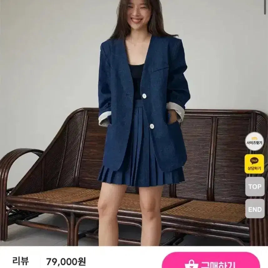 [SOLD OUT] 프롬비기닝 노카라 데님 자켓 셋업 플리츠스커트 빈티지 하객룩 데이트룩