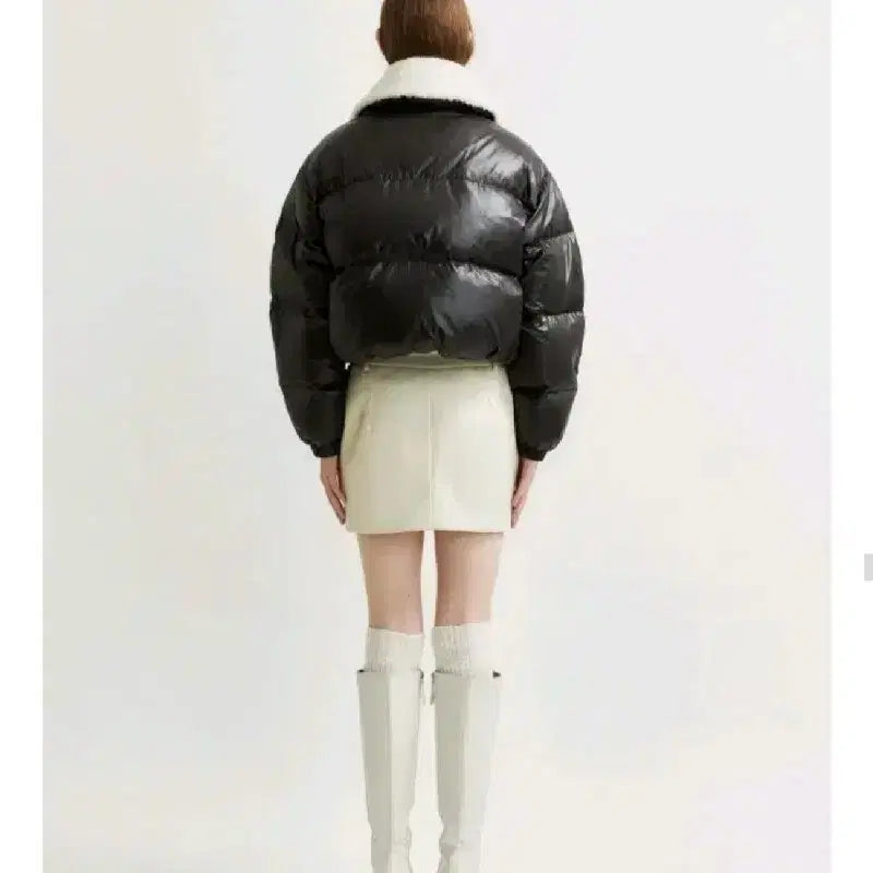 [BUNJANG] Muse Down Lambswool Fur Collar Padded Jacket - Black (M) / 뮤제 다운 램스울 퍼 카라 패딩 자켓  - 블랙,38(M)