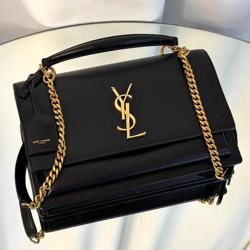 [BUNJANG] Yves Saint Laurent Sunset Top Handle Medium Black Handbag / 입생로랑 선셋백 탑핸들 미디움 블랙