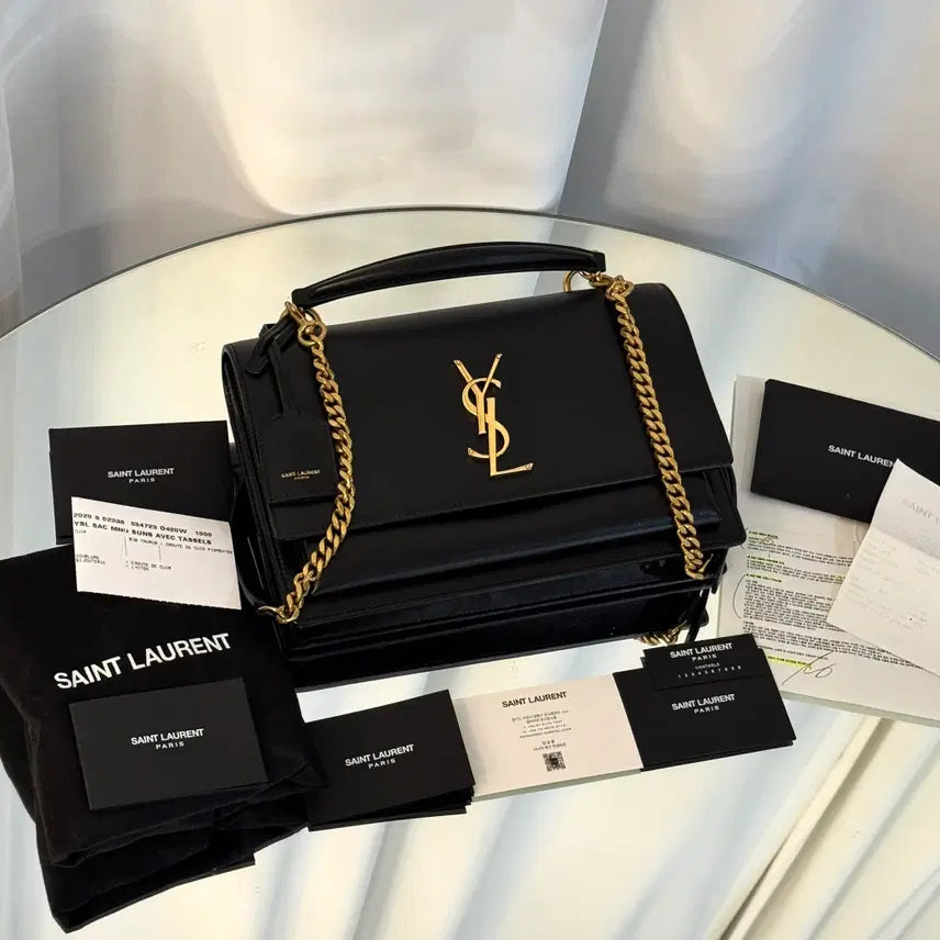 [BUNJANG] Yves Saint Laurent Sunset Top Handle Medium Black Handbag / 입생로랑 선셋백 탑핸들 미디움 블랙