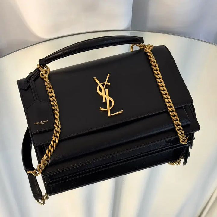 [BUNJANG] Yves Saint Laurent Sunset Top Handle Medium Black Handbag / 입생로랑 선셋백 탑핸들 미디움 블랙