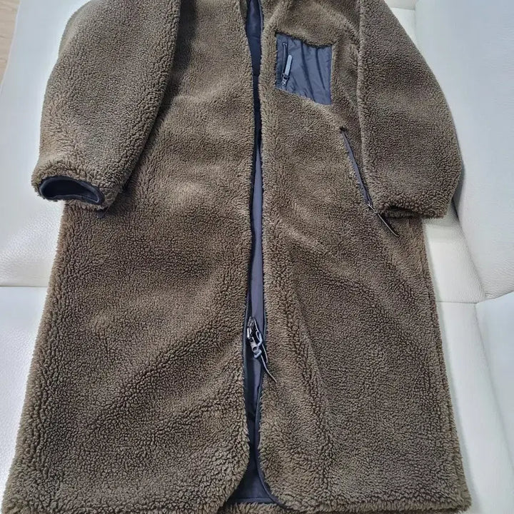 [BUNJANG] Unbranded Reversible Long Fleece Coat Jacket / 카키,블랙 양면 롱뽀글이 양털 코트 자켓