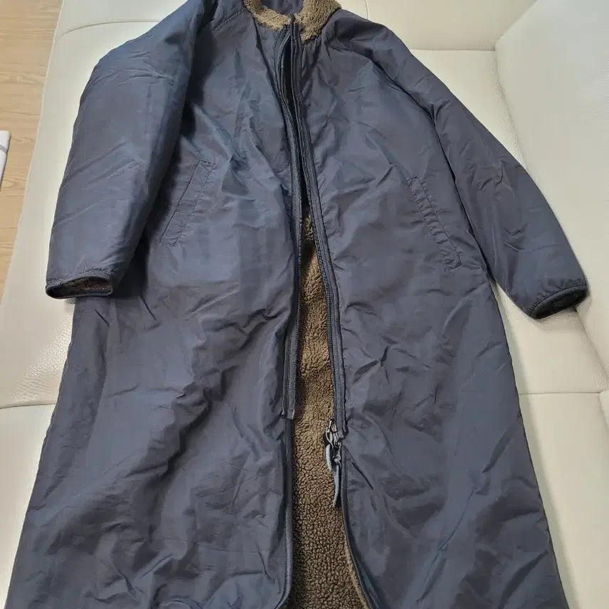 [BUNJANG] Unbranded Reversible Long Fleece Coat Jacket / 카키,블랙 양면 롱뽀글이 양털 코트 자켓