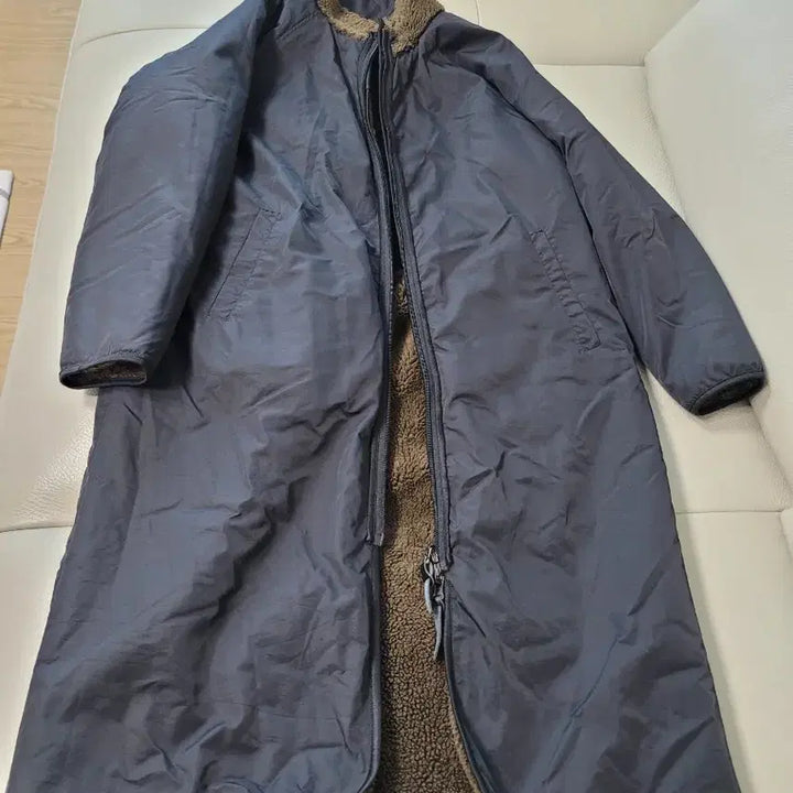 [BUNJANG] Unbranded Reversible Long Fleece Coat Jacket / 카키,블랙 양면 롱뽀글이 양털 코트 자켓