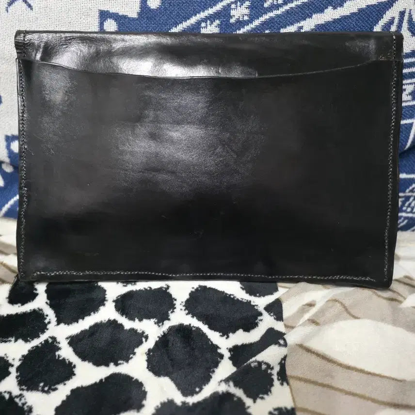 [BUNJANG] Black Leather Clutch Bag / 블랙 레더 서류 가방/클러치 백