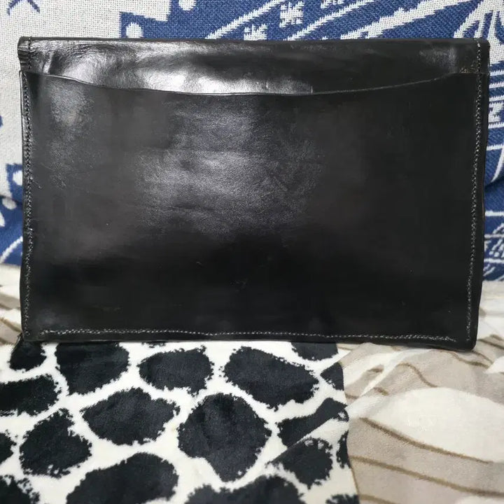 [BUNJANG] Black Leather Clutch Bag / 블랙 레더 서류 가방/클러치 백