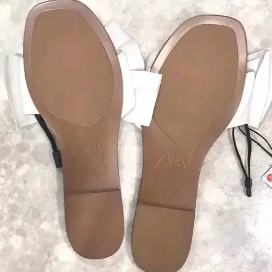 [BUNJANG] Zara Leather Ribbon Sandals 245 / 자라 천연양가죽 리본 샌들 245