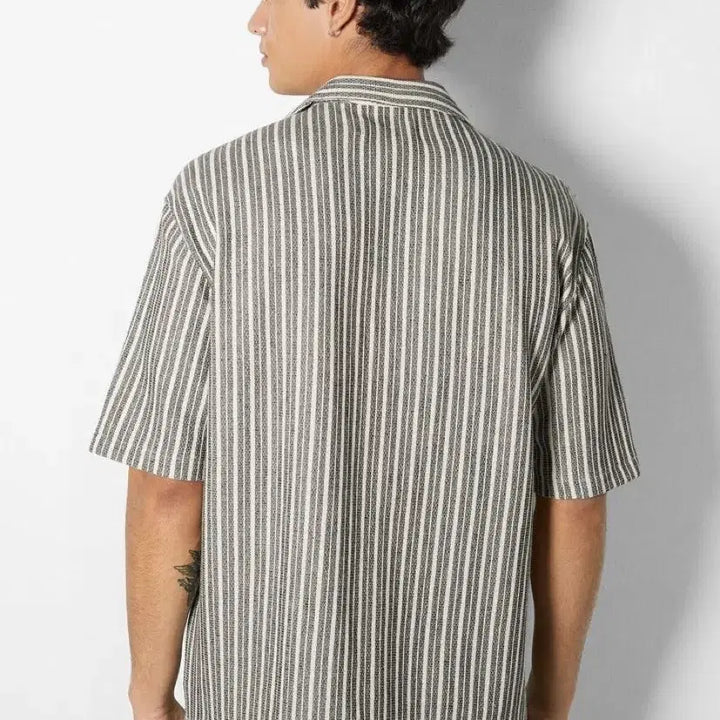 [BUNJANG] Bershka Striped Short Sleeve Shirt / Bershka 스트라이프 반팔 셔츠