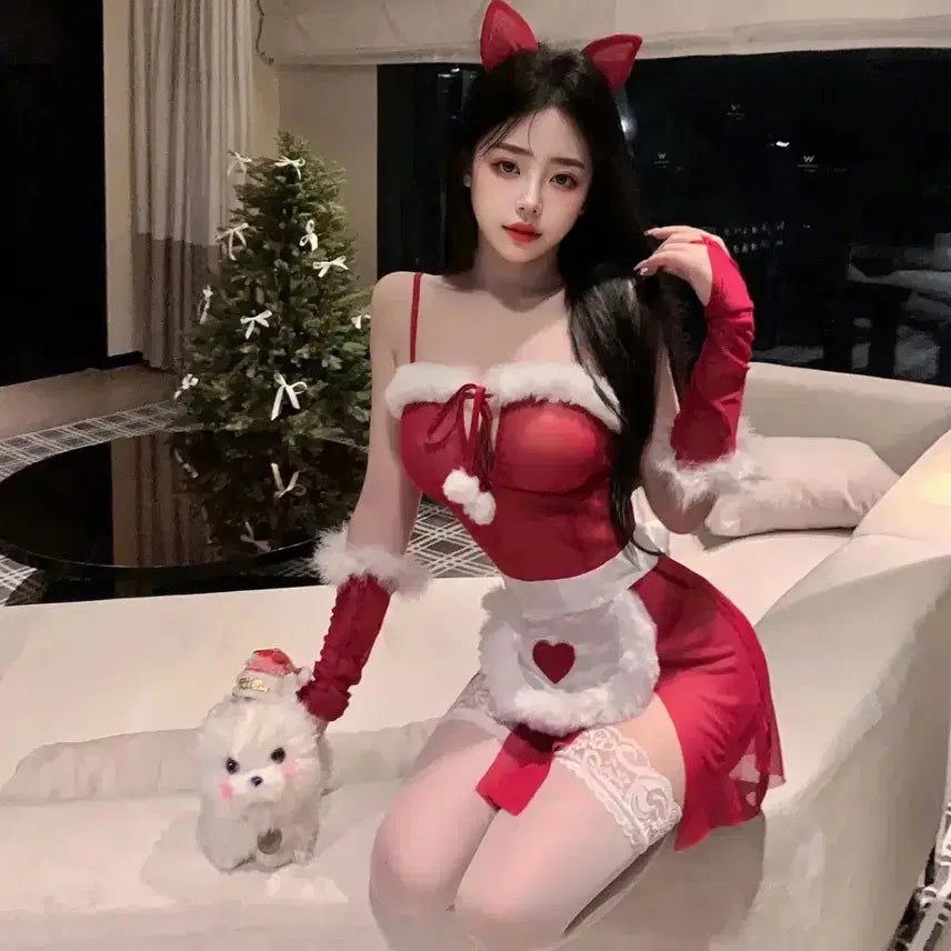 [BUNJANG] Cosplay Santa Girl Costume Set / 코스프레 산타걸 (할인)