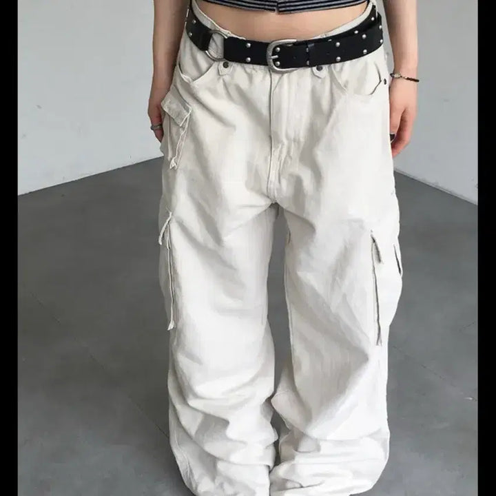 [BUNJANG] Onlabel Pocket Wide Cargo Pants / 온레블 포켓 와이드 카고 팬츠