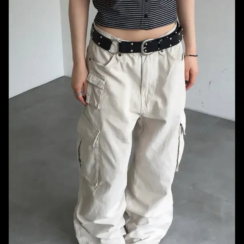 [BUNJANG] Onlabel Pocket Wide Cargo Pants / 온레블 포켓 와이드 카고 팬츠