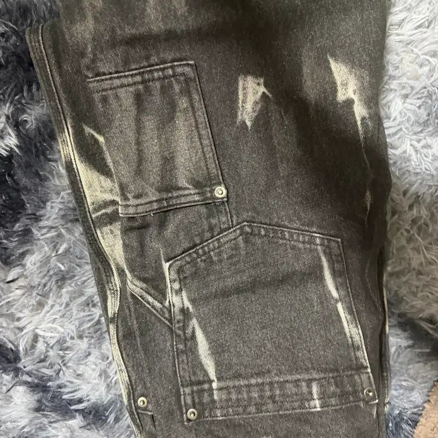 [BUNJANG] Tie-Dye Washed Carpenter Denim Pants / 타이다이 워시드 카펜터 데님 팬츠