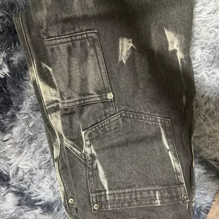 [BUNJANG] Tie-Dye Washed Carpenter Denim Pants / 타이다이 워시드 카펜터 데님 팬츠