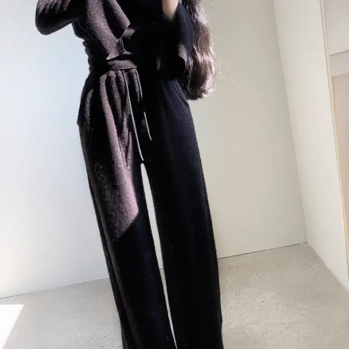 [BUNJANG] Unspecified Gray/Black Knit Wide Straight Knit Pants / 마지막가격 그레이/블랙 니트 와이드 일자 니트 팬츠