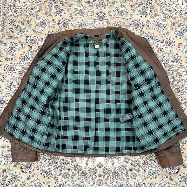 [BUNJANG] RRL Western Style Embroidered Leather Jacket / [A+등급 L] RRL 더블알엘 웨스턴스타일 자수 토바코브라운 레더자켓