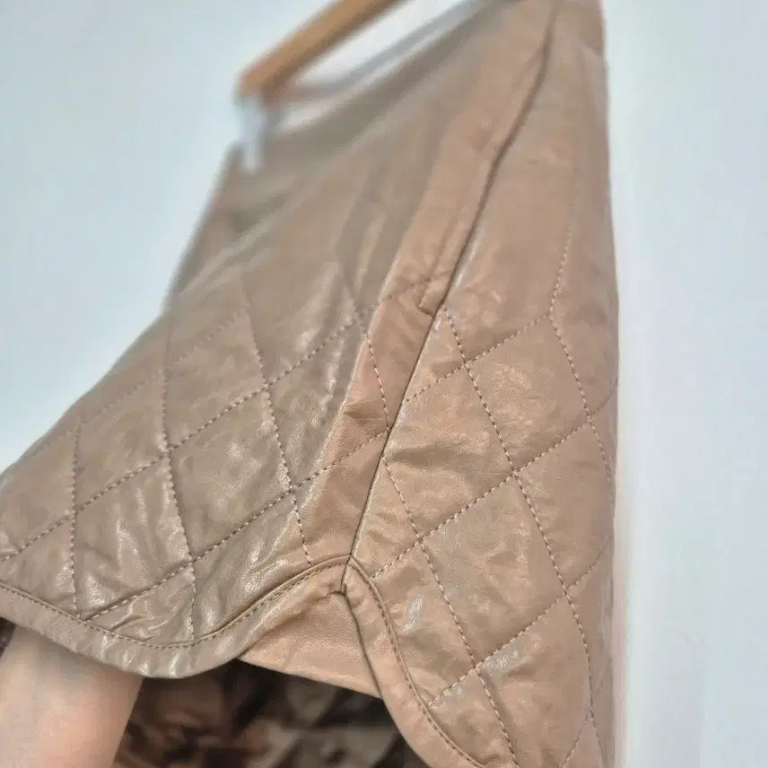 [BUNJANG] System Beige Quilted Leather Shorts / 시스템 퀼팅 레더 반바지 베이지 64-94