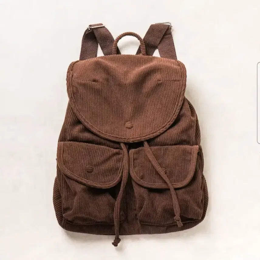 [BUNJANG] DAISO Corduroy Brown Backpack / 새상품)다이소 코듀로이 브라운 백팩