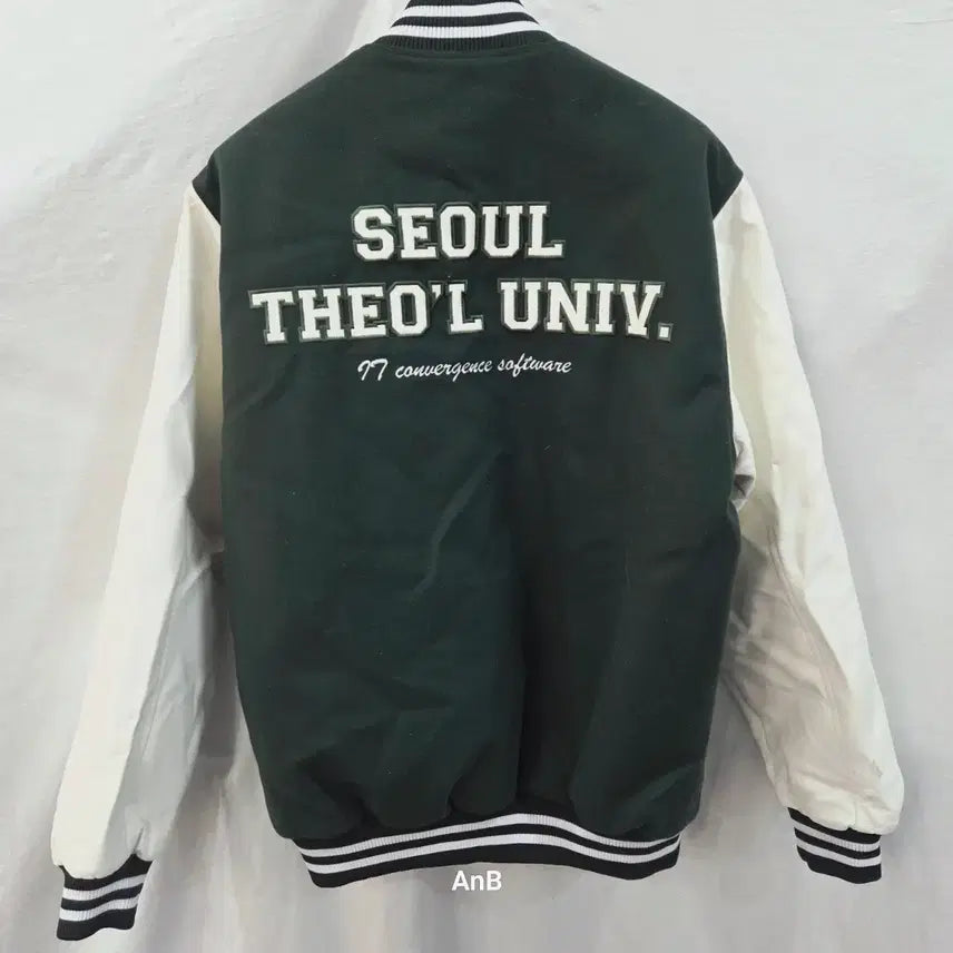 [BUNJANG] Seoul Theological University IT Convergence Software Varsity Jacket / 서울신학대학교 IT융합소프트웨어 과잠/학잠 (딥그린&amp;화이트)