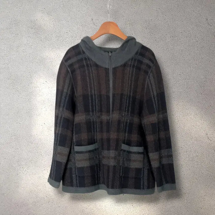 [BUNJANG] Elle Hooded Knit Zip-up Jacket / 엘르 후드 니트 집업 자켓